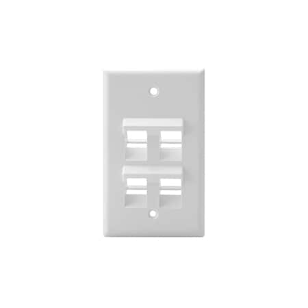 Leviton 4-Port Angled Wallplate Unload, 1-Gang Use W/Snap-In Modules 41081-4WP